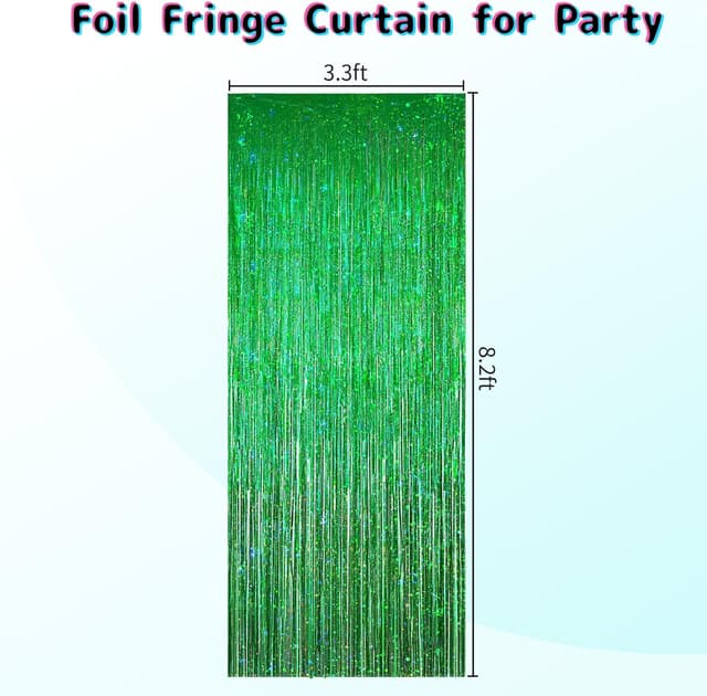 Detalle de KERNOWO Lametta Vorhang Grün Glitzer – 2er-Set Party-Luftschlangen (1 × 2,5 m je Vorhang)