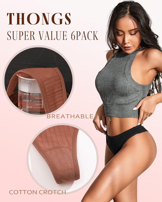 Detalle 2 de FINETOO Cotton Thongs 6-Pack