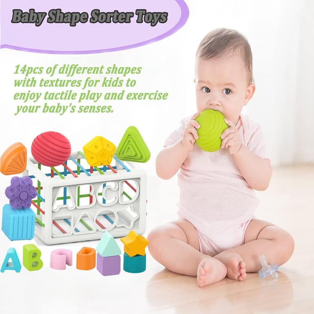 Detalle 2 de DQMOON Montessori shape sorter cube toy for 1–2 year olds