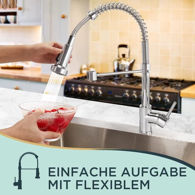 Detalle 2 de FORIOUS Wasserhahn Küche mit 360° Schwenk