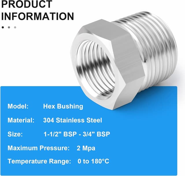 Detalle 2 de 304 Edelstahl Reduzierhülse 1 1/2 auf 3/4
