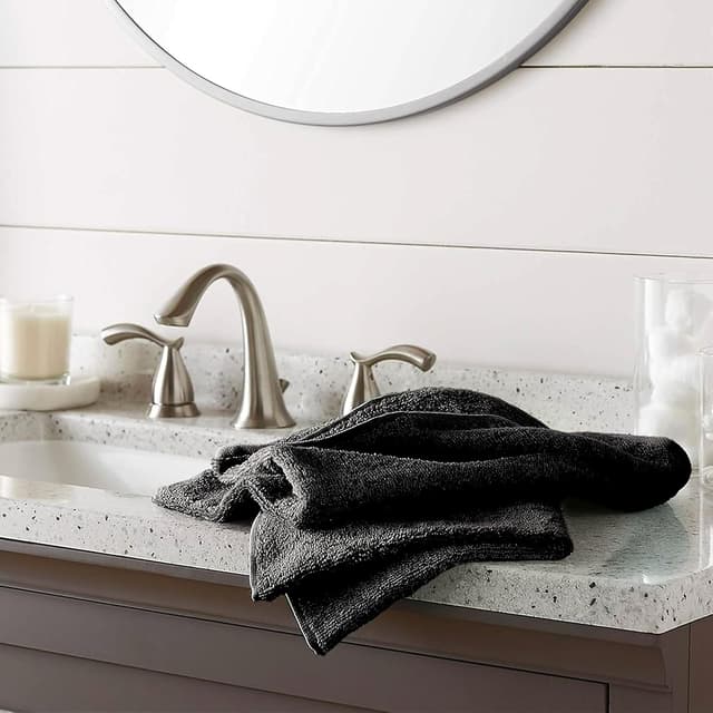 Detalle 2 de SweetNeedle face cloths washcloth set (12 pack) – 30 x 30 cm, 100% cotton, extra absorbent, black