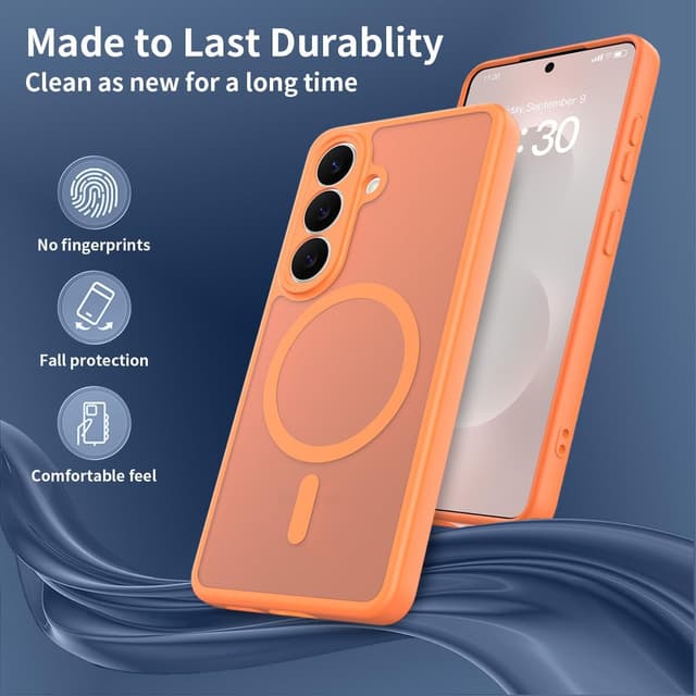Detalle de ANLYGOLD Coque magnétique MagSafe pour Samsung Galaxy S26 5G avec protection caméra (orange)
