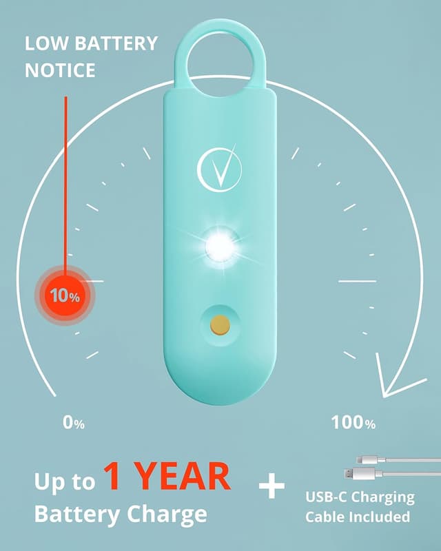 Detalle de Vantamo personal alarm keychain for women with strobe LED and low-battery notice (extra loud 130dB)