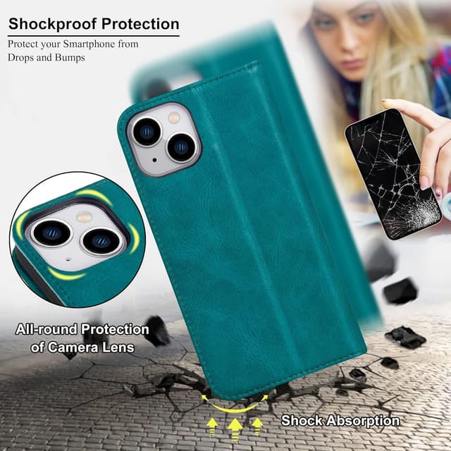 Detalle 1 de Visoul iPhone 14 Plus Hülle mit Leder