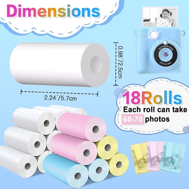 Detalle de QUASON Kids Instant Camera Paper 18 rolls