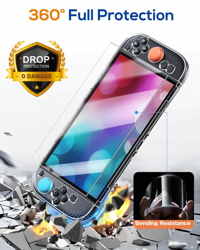 Detalle 2 de FYOUNG Switch 2 Tasche + Hülle + Schutzfolie-Set (5-in-1) für Nintendo Switch 2 – Weiß