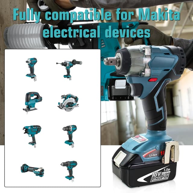 Detalle de Lot 2 batteries 18V 5,0 Ah Li-ion avec indicateur LED pour Makita (type BL1850 / BL1860 / BL1845 / BL1830) – Rechange Goodexo