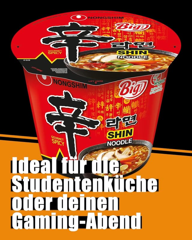 Detalle 2 de NONGSHIM Grand Bol de nouilles instantanées Shin – lot de 16
