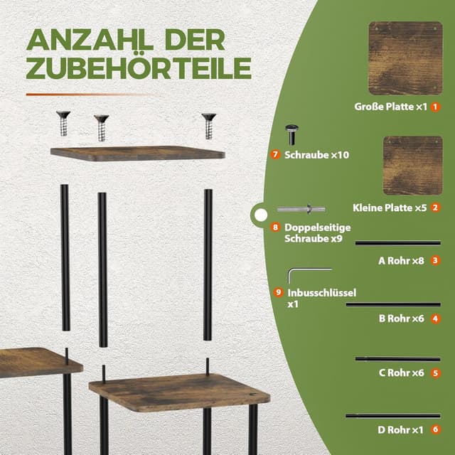Thumbnail 6 de Bamworld 6‑stöckiger Pflanzenständer aus Metall mit Holztabletts (Outdoor/Balkon, braun)