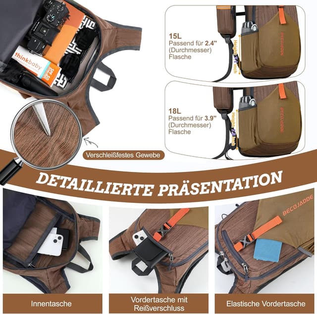 Thumbnail 2 de BECOJADDE 15L Wanderrucksack kompakt