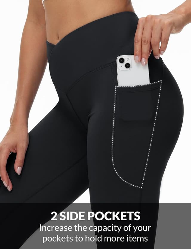 Detalle 2 de baleaf V Crossover Flare Leggings with Pockets 🧘♀