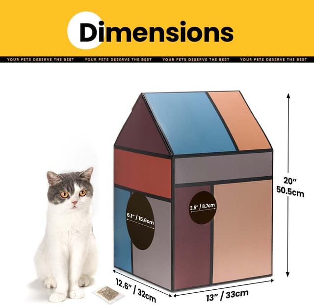 Thumbnail 4 de Conlun Cardboard Cat House with Scratcher and Catnip 🐱