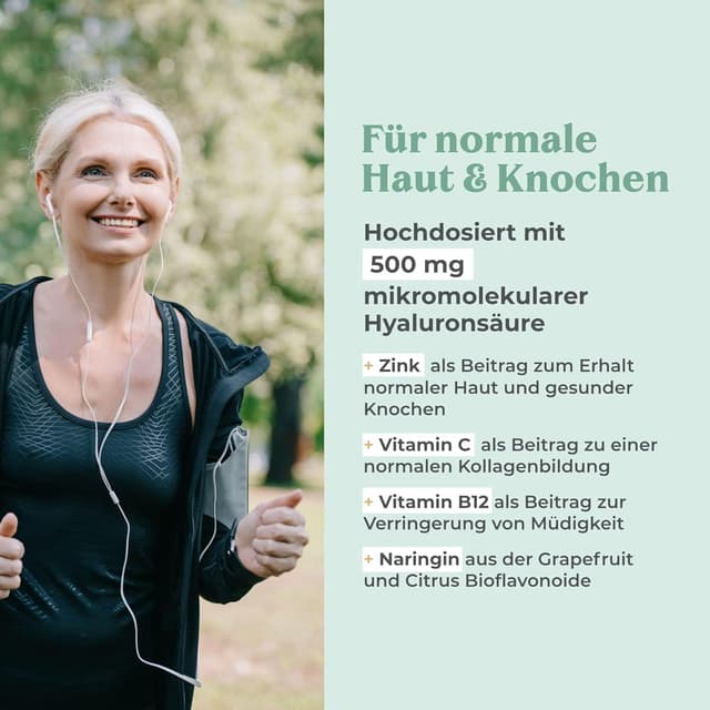 Detalle 2 de Cosphera Hyaluronsäure Kapseln hochdosiert mit 500 mg, 90 vegane Kapseln (3 Monatsvorrat)
