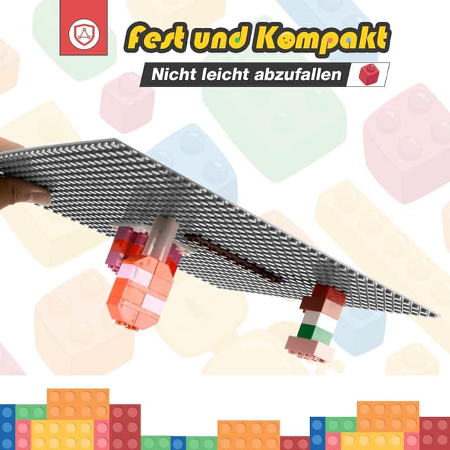 Detalle de HUIZDQ 8 klassische Grundplatten für Bauklötze (32 x 32 Noppen), grau – Standardformat 25,5 x 25,5 cm