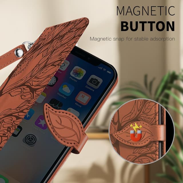 Detalle de Rostsant Handyhülle für Samsung Galaxy S25 Edge 5G – Braun, PU-Flipcase mit Kartenfächern und Standfunktion