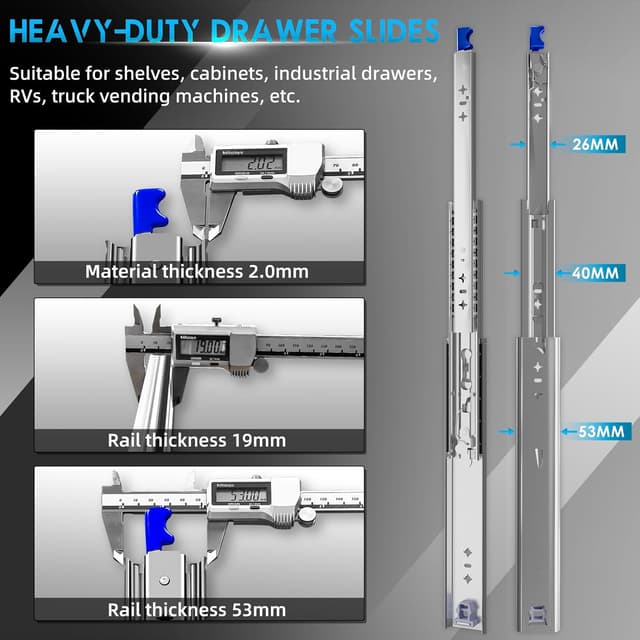 Thumbnail 3 de AOLISHENG Guide per cassetti pesanti con serratura, carico 120 kg 🛠