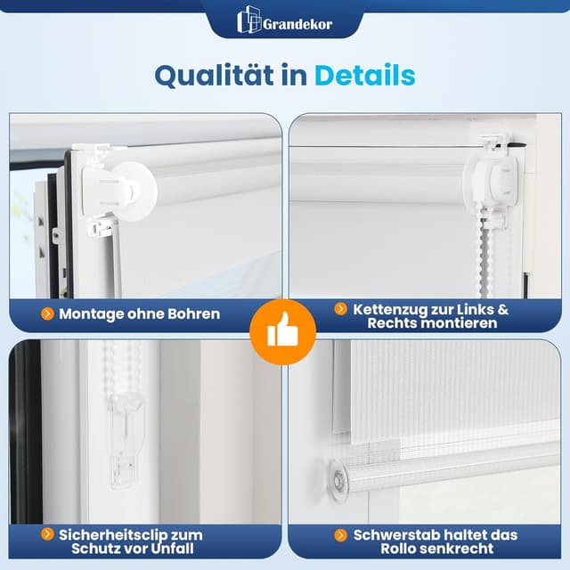Detalle 1 de Grandekor Doppelrollo Klemmfix 35x130 cm
