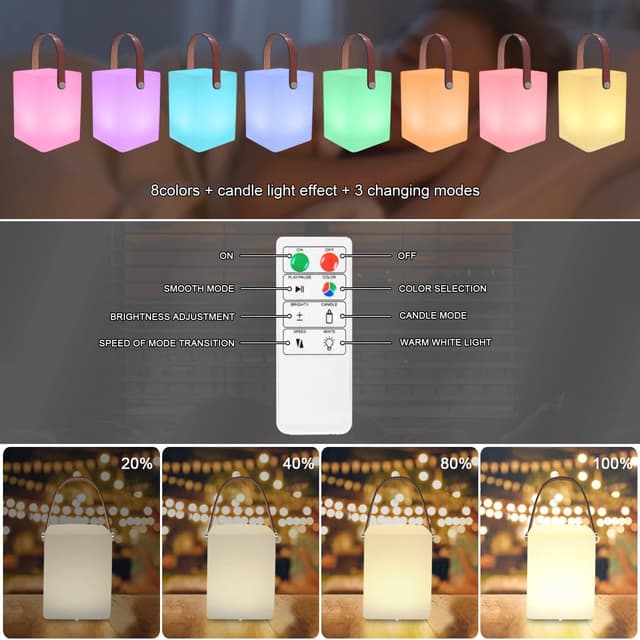 Detalle de MALUX Akku LED Outdoor-Tischlampe mit Fernbedienung