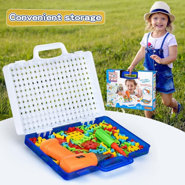 Detalle de TI-TOO 3D-Spielzeug zum Auseinandernehmen: Kreativer Baukasten mit Bohrer, Schraubenzieher und Aufbewahrungsbox (151 Teile)