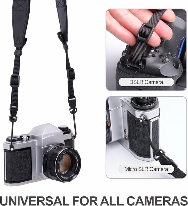 Detalle 2 de Padwa Lifestyle Adjustable Camera Strap with Quick Release Clip – 2 inch full grain leather ends & embroidered cotton strap