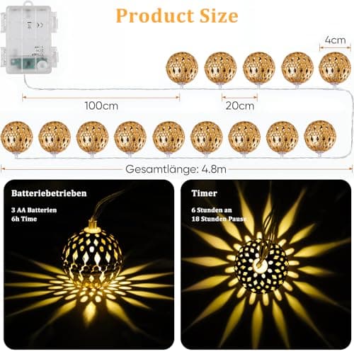 Detalle 2 de Guirlande Indrnif 4,8 m avec 20 LED ⚡