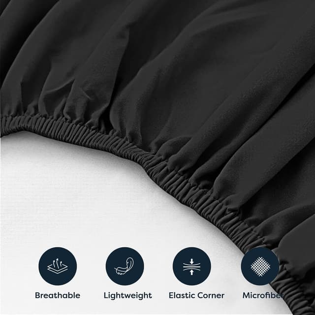 Detalle 2 de CHCOMFORT ChComfort Deep King fitted sheet with 2 matching pillowcases in black microfibre