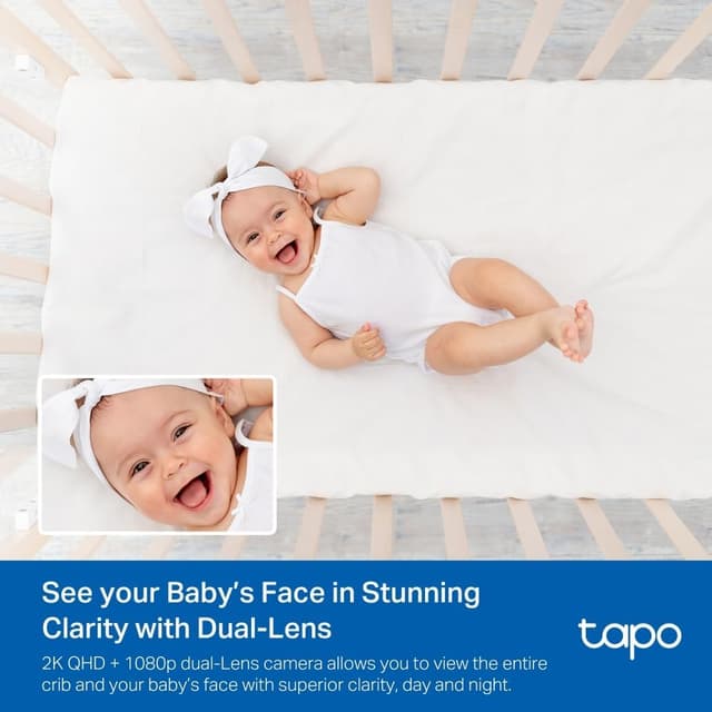 Detalle de Tapo C840 Dual-Objektiv BabyCam – Dual-Lens, Babygeschrei-Erkennung, Schlafanalyse und MicroSD-Speicherung