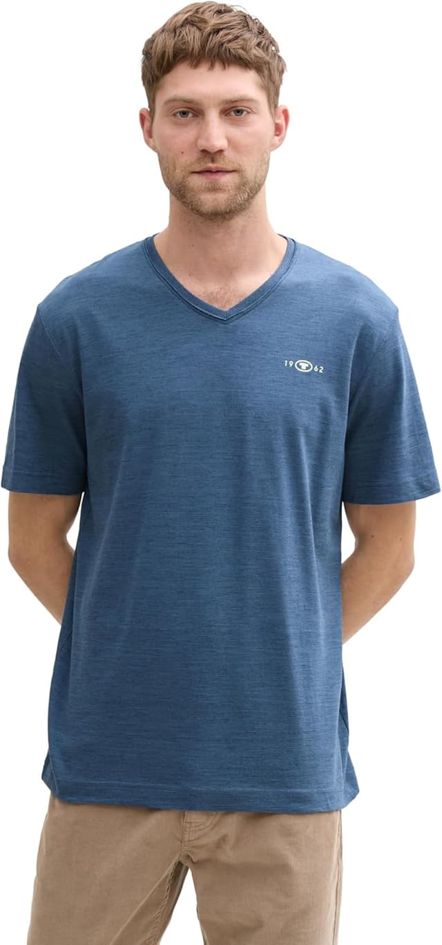 Thumbnail 6 de TOM TAILOR T-Shirt da uomo jaspe con scollo a V in cotone