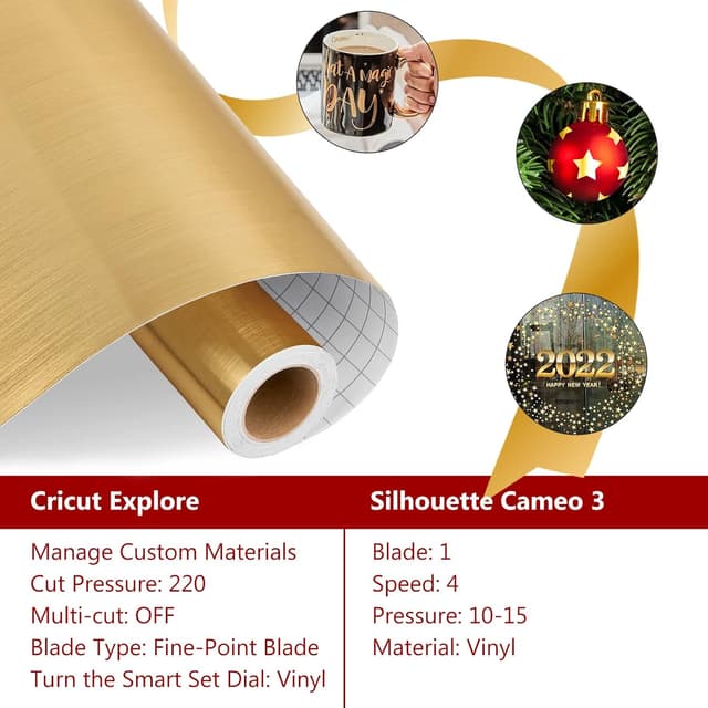 Detalle 2 de IModeur gebürstete gold metallische Vinylfolie für Plotter – 12 x 15 Fuß (30,5 cm x 4,58 m) für Cricut & DIY