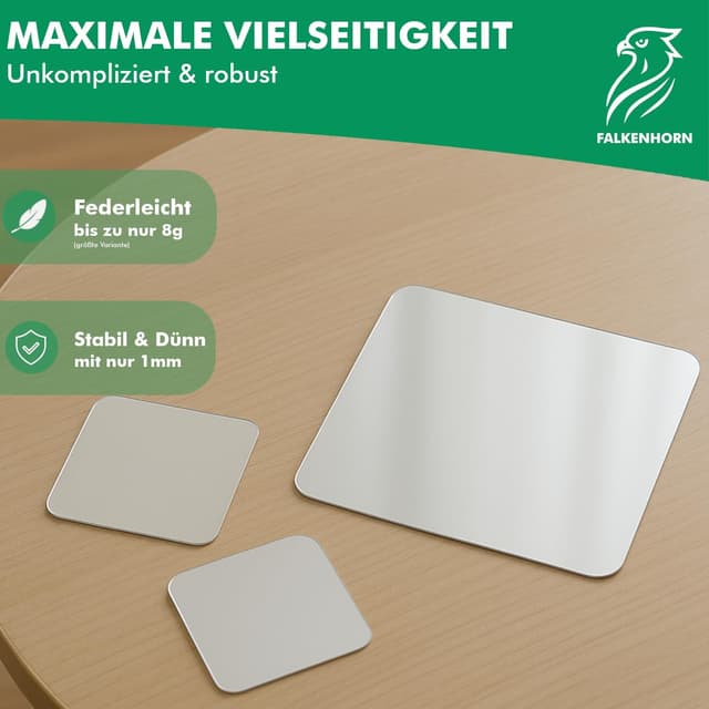 Detalle de Falkenhorn Handspiegel doppelseitig ultraflach aus Acryl, quadratisch 4,5 × 4,5 cm (5er-Set)