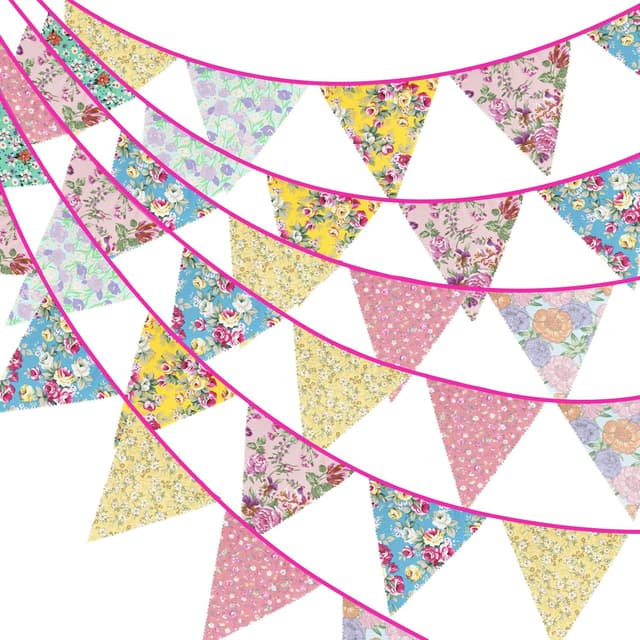 Imagen de G2PLUS 12M Floral Fabric Bunting 42 Flags en OfertitasTOP
