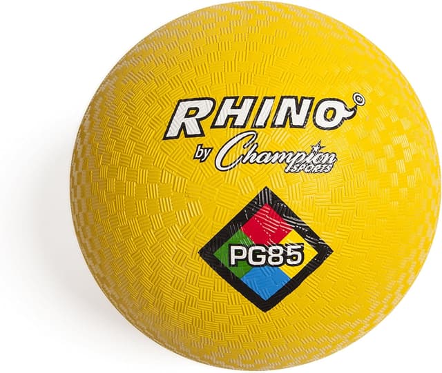 Detalle de Champion Sports Rhino Playground Balls 8.5 in (Yellow) — Two Ply Nylon-Wound