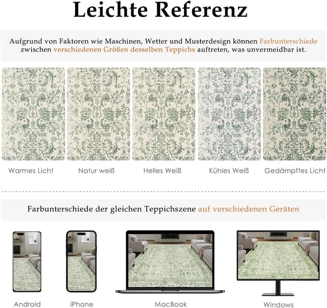 Thumbnail 1 de HUGEAR Vintage Grün Teppich 90x150cm 📐