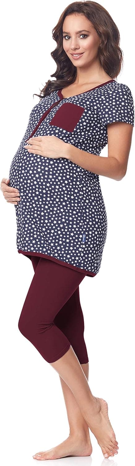 Detalle 2 de Be Mammy Pijama Premamá Camiseta y Leggins 3/4 BE20-177