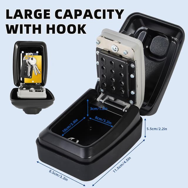 Detalle de Unichefry wall mounted key safe with waterproof cover and high-security combination lock