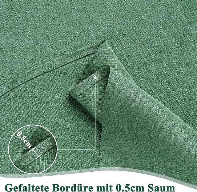 Detalle 2 de AooHome Tischdecke abwaschbar Grün (Leinen-Optik) 140x240 cm – wasserabweisend mit Lotuseffekt