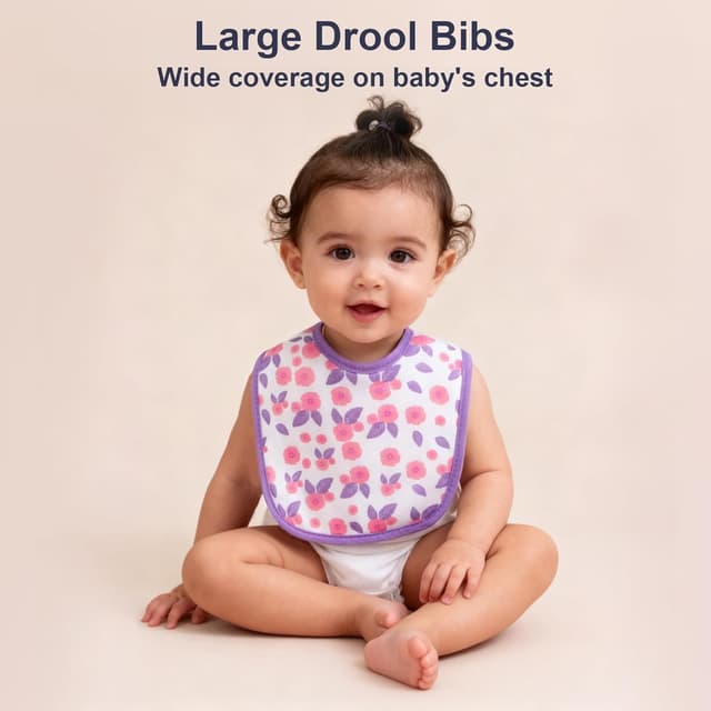 Detalle 2 de Hakochia Waterproof Baby Bibs for Newborns (0–12 Months) – 10 Pack, Soft 4-Layer Cotton Bandana Bibs