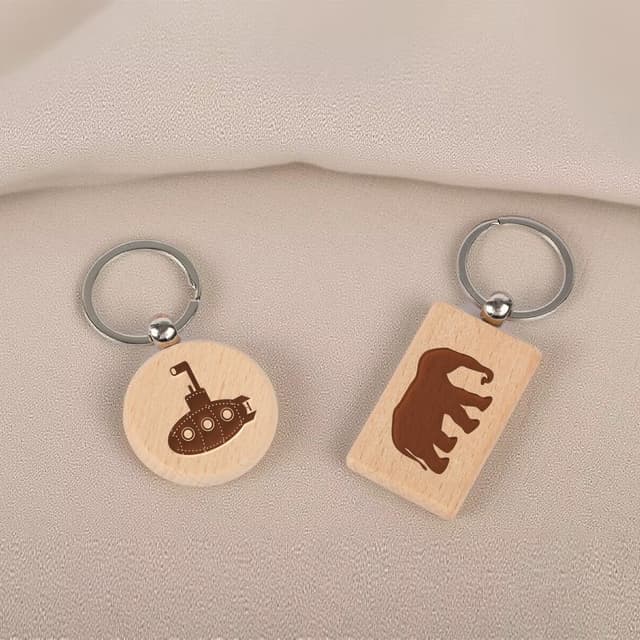 Detalle 2 de Marsred Holz Schlüsselanhänger DIY 24 Stück