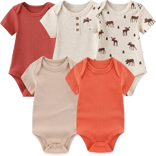 Thumbnail 6 de MAMIMAKA Baby Bodysuit 5er Pack Baumwolle Kurzarm