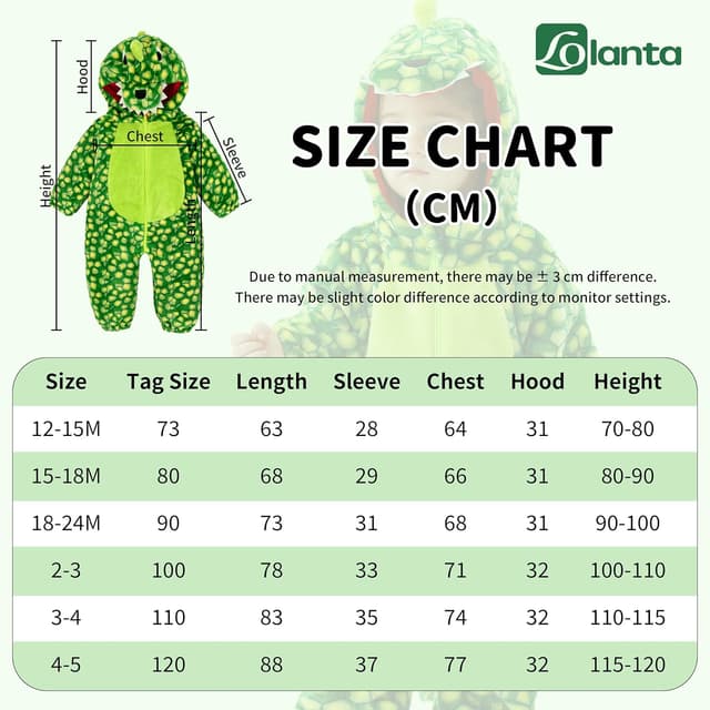 Detalle de LOLANTA unisex baby dinosaur dragon costume hooded romper