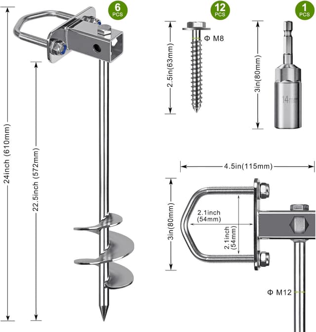 Detalle 2 de Insaga Bodenanker / Erdanker 61 cm Heavy-Duty mit fester Schlaufe – zum Ein- bzw. Festschrauben