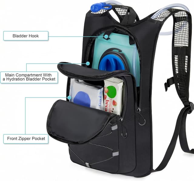 Detalle de MIYCOO Hydration Backpack (2L Hydration Bladder) Lightweight Water Backpack for Running, Hiking, Cycling