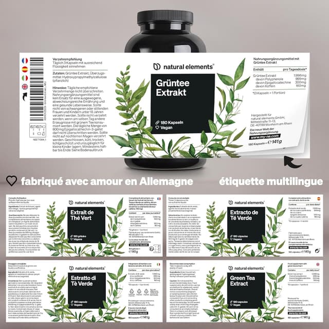 Detalle 2 de Extrait de thé vert hautement dosé – 180 gélules (1998 mg par dose journalière), riche en EGCG et polyphénols