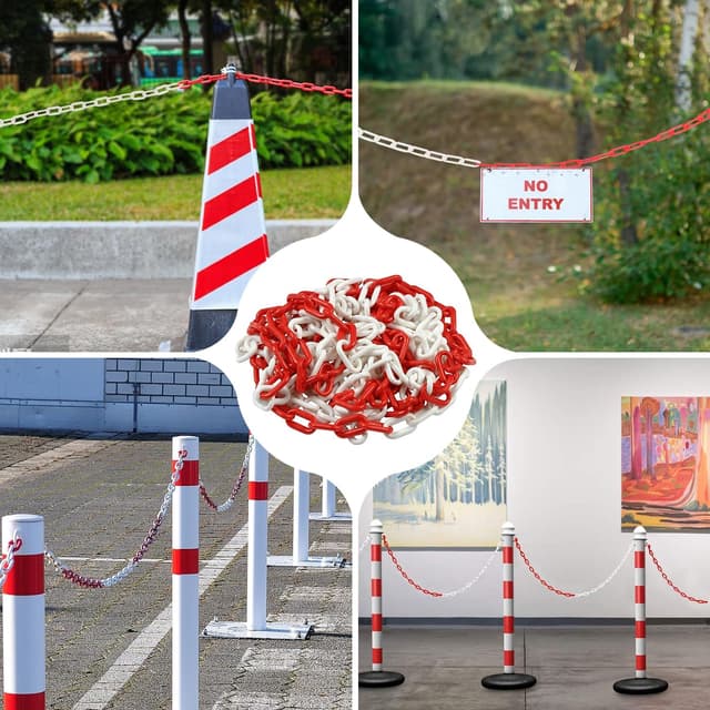 Thumbnail 6 de Absperrkette Kunststoffkette 10 m x 6 mm, Warnkette in Rot/Weiß mit Zusatzhaken