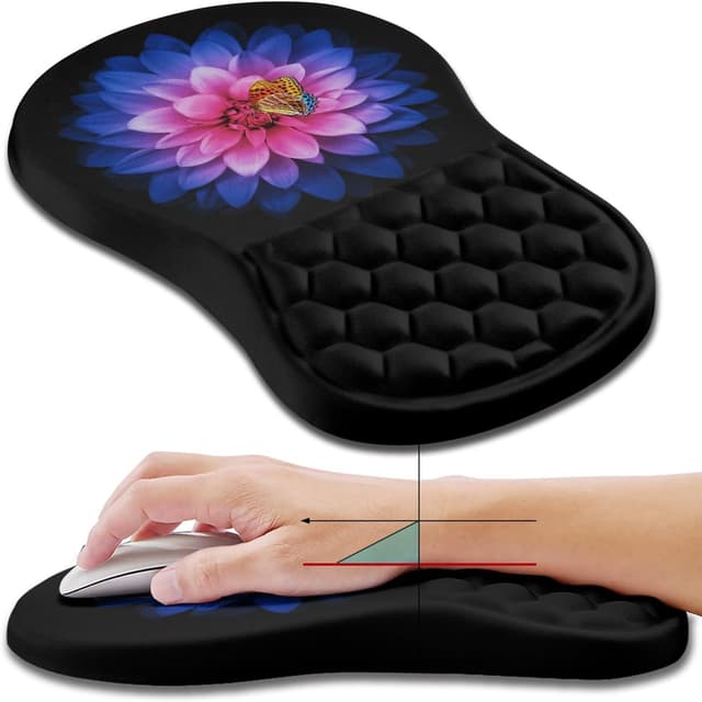 Detalle de Hokafenle Ergonomic Mouse Pad with Wrist Support (11.8 x 7.9 inch) with Memory Foam Slope Massage Bulge