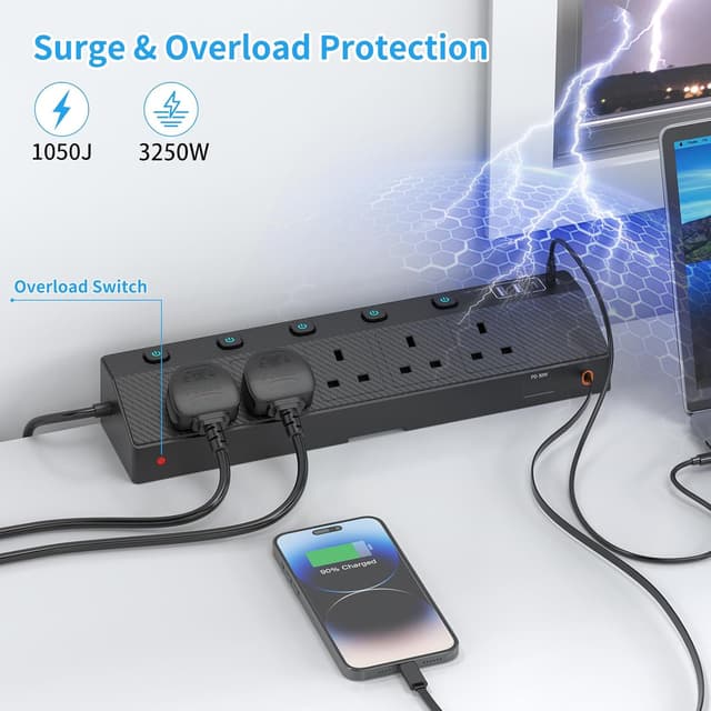 Detalle de Desk extension lead 5M with PD 30W