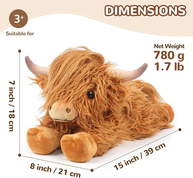 Detalle 1 de Highland Cow microwavable plush 39cm