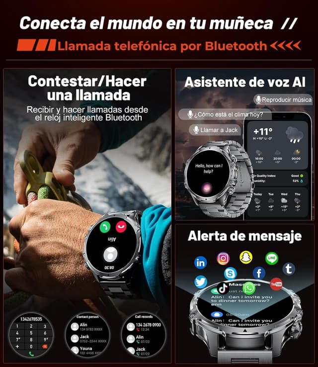 Thumbnail 3 de LIGE Reloj Inteligente Militar 1,85 HD