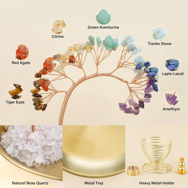 Thumbnail 5 de ZenBless 7 Chakra Crystal Tree Incense Holder 🕯